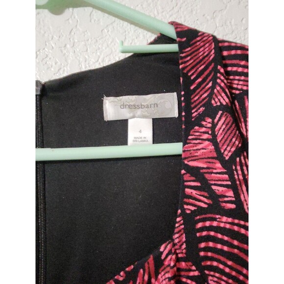 Dressbarn Cocktail Dress Women's 4 Pink Leaves Print Pencil Formal Tropical - Picture 5 of 10